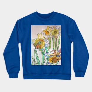 Daffodil Watercolor Abstract Painting Crewneck Sweatshirt